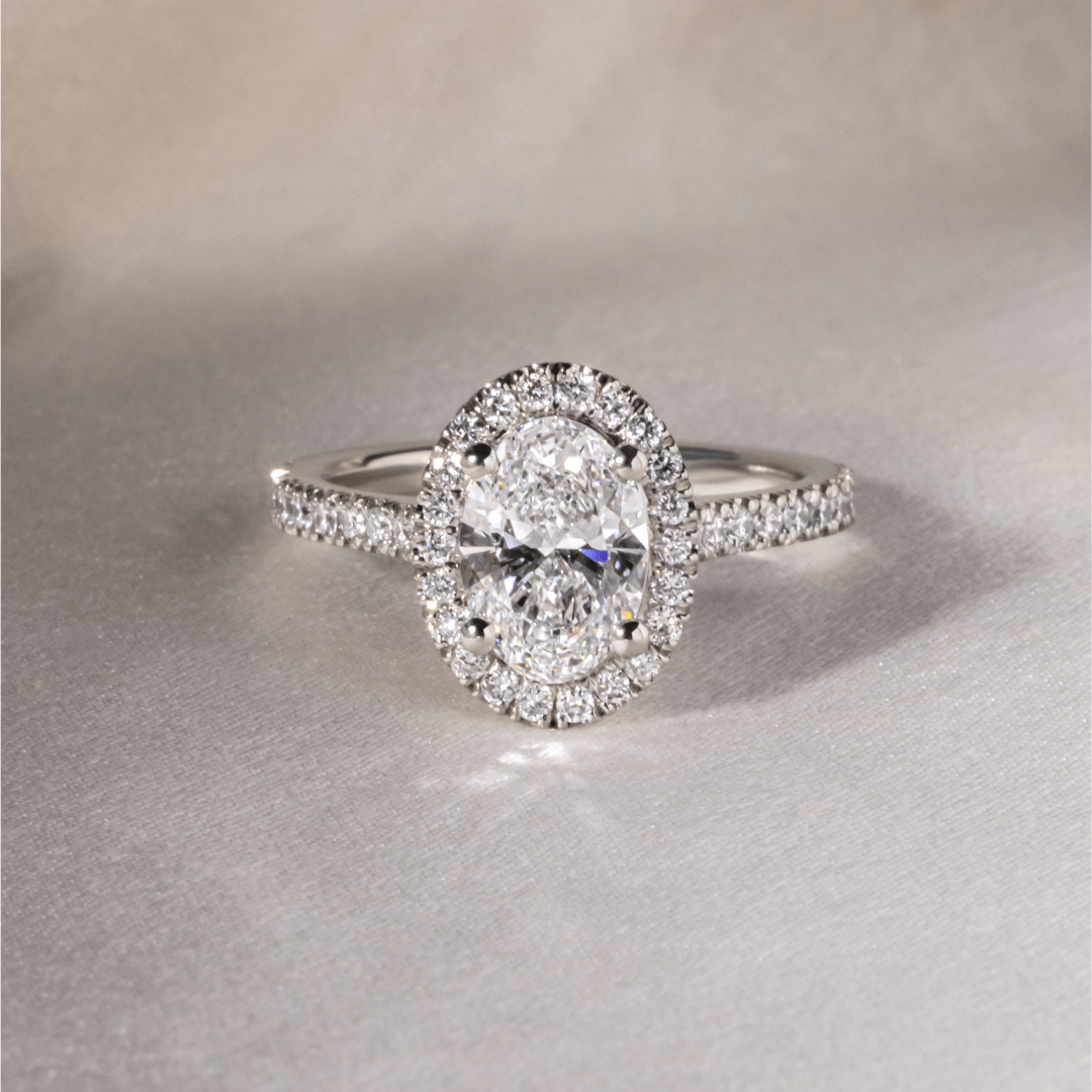 Marquise Shaped Three Stone Lab Grown Diamond Engagement Ring