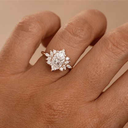 Marquise Shaped Three Stone Lab Grown Diamond Engagement Ring