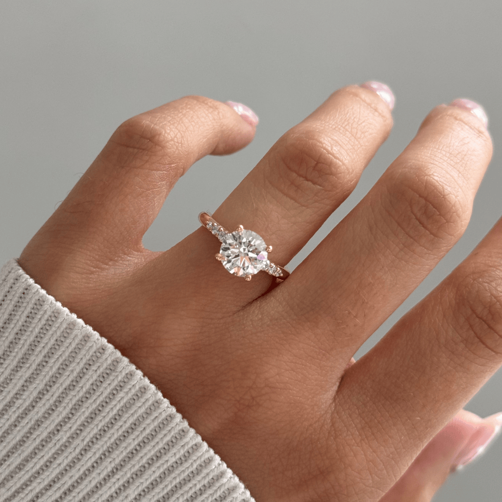 Marquise Shaped Three Stone Lab Grown Diamond Engagement Ring