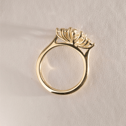 Marquise Shaped Three Stone Lab Grown Diamond Engagement Ring