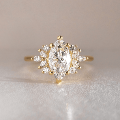 Marquise Shaped Three Stone Lab Grown Diamond Engagement Ring