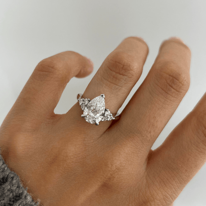 Marquise Shaped Three Stone Lab Grown Diamond Engagement Ring