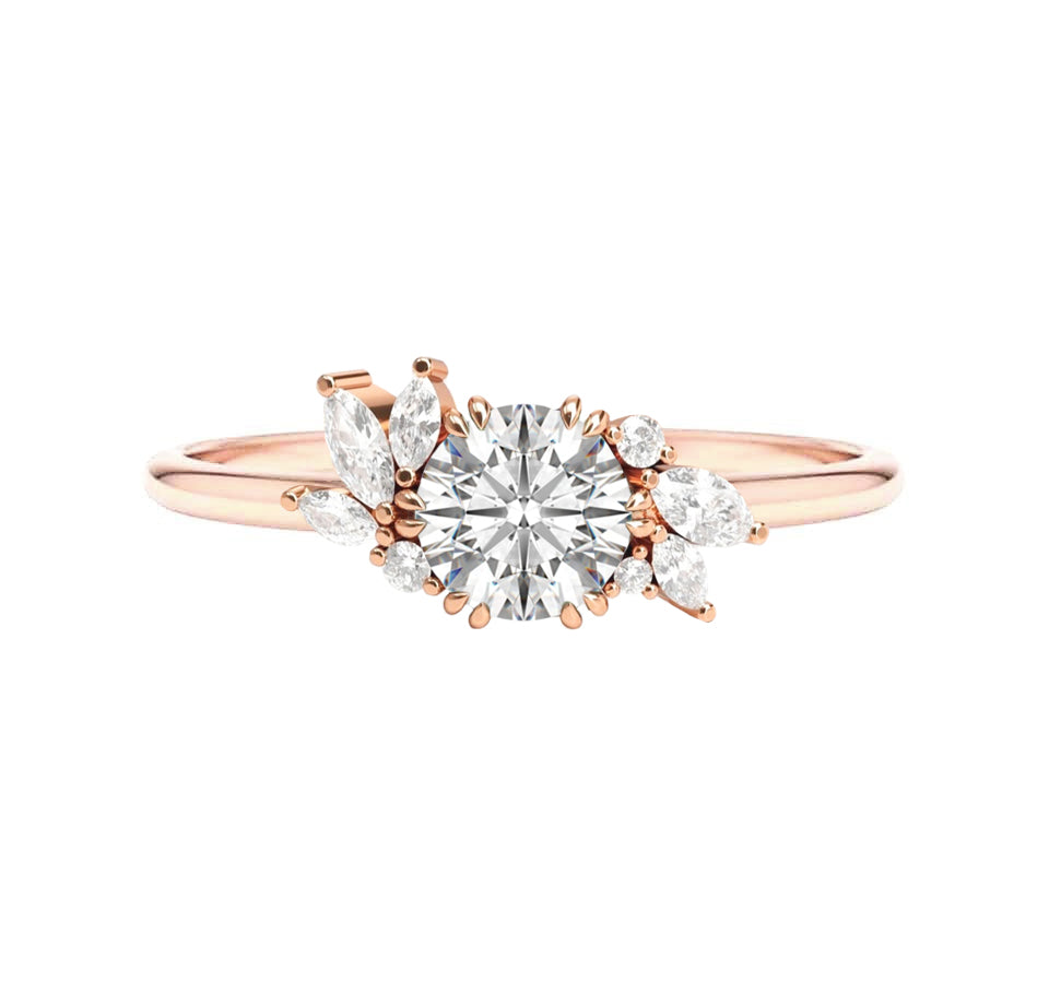 Marquise Shaped Three Stone Lab Grown Diamond Engagement Ring