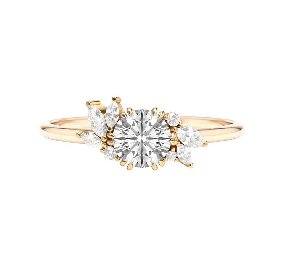 Marquise Shaped Three Stone Lab Grown Diamond Engagement Ring
