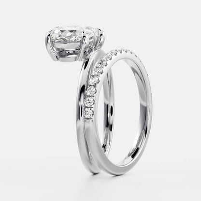 Stunning 1.5-2.5 CT Pear & Oval Moissanite Engagement Ring with Two Stone & Double Band Design
