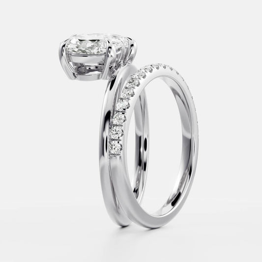Stunning 1.5-2.5 CT Pear & Oval Moissanite Engagement Ring with Two Stone & Double Band Design