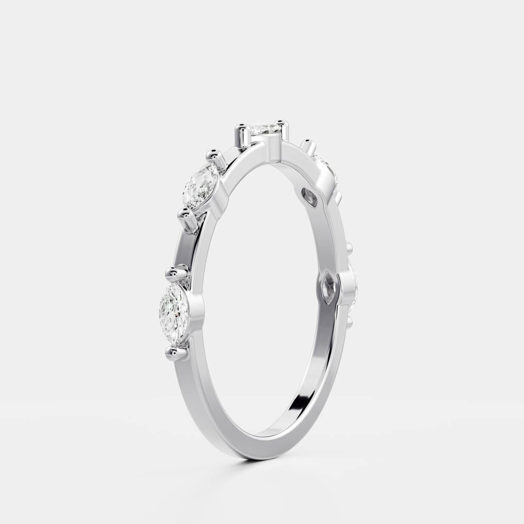 0.25 TCW Round Shaped Half Eternity Lab Grown Diamond Wedding Band