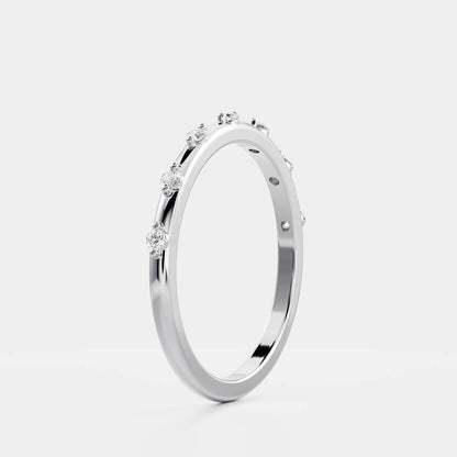 Stunning 0.10 TCW Round Moissanite Stones Dainty Wedding Band