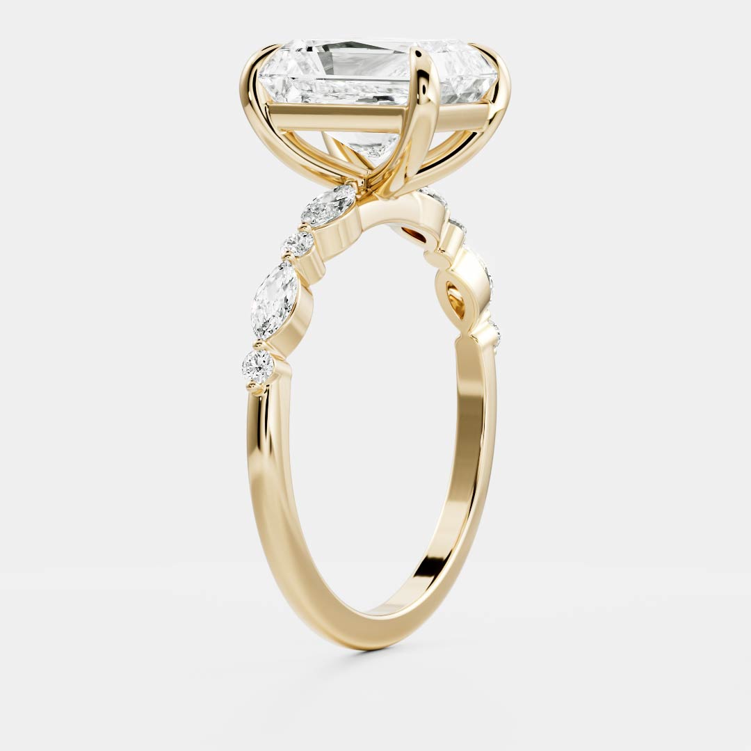 Marquise Cut Cluster Styled Lab Grown Diamond Engagement Ring