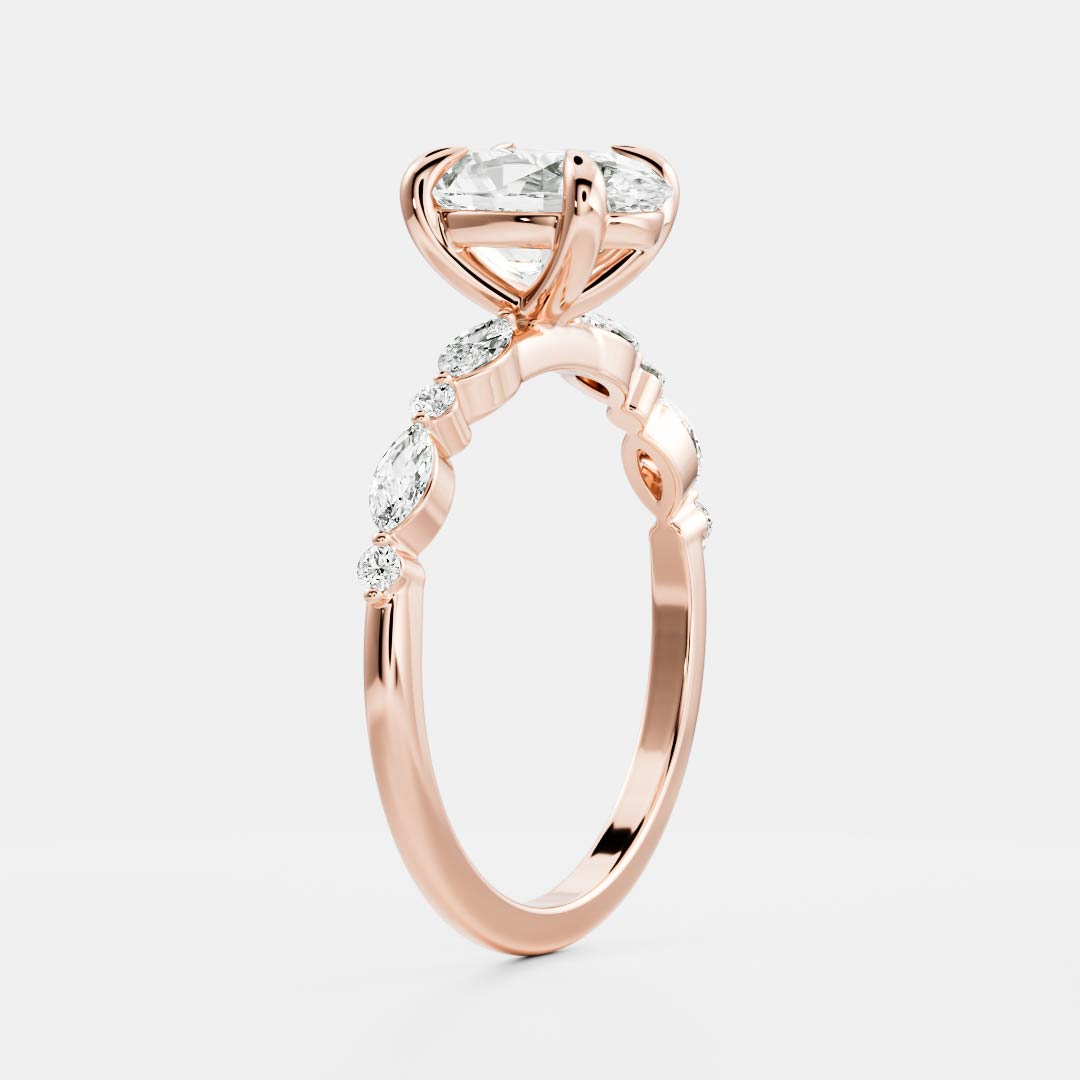 Marquise Cut Cluster Styled Lab Grown Diamond Engagement Ring