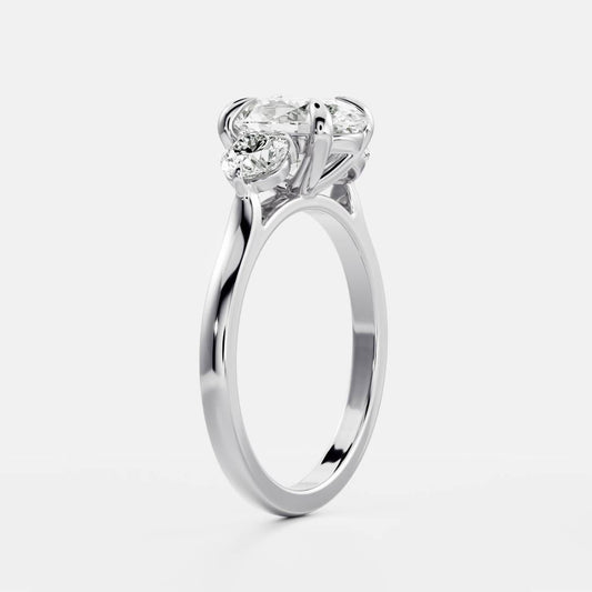 Stunning 1.5-2.5 CT Oval Moissanite Engagement Ring with Three Stone Design