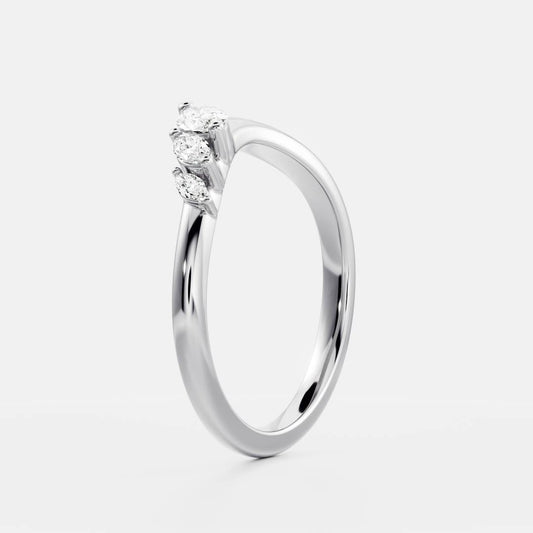 Stunning 0.10 CT Marquise Moissanite Stones Two Stone Wedding Bands