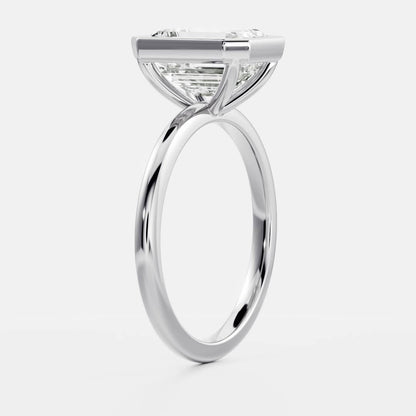 Stunning 1.0-2.0 CT Emerald Moissanite Engagement Ring with Bezel Design