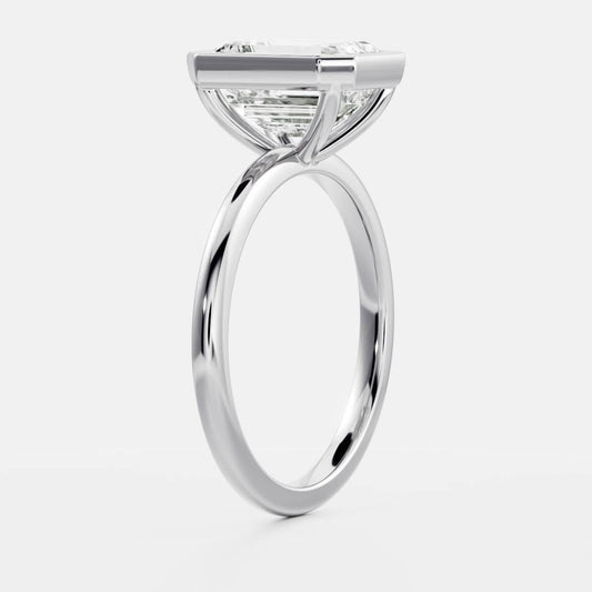 Stunning 1.0-2.0 CT Emerald Moissanite Engagement Ring with Bezel Design