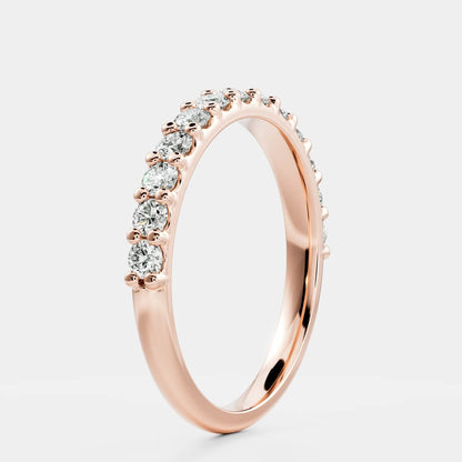 0.25 TCW Round Shaped Half Eternity Lab Grown Diamond Wedding Band