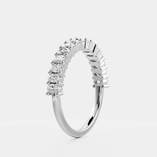 Stunning 0.30 CT Oval Moissanite Stones Half Eternity Wedding Band