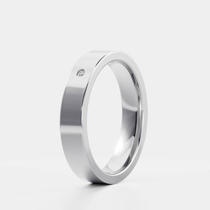 Classic 0.10 CT Round Moissanite Single Stone Wedding Band for Men's