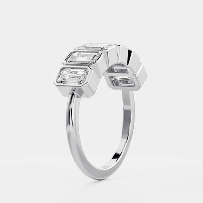 Stunning 0.4 TCW Emerald Moissanite Stones Bezel Wedding Band