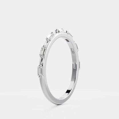 Stunning 0.20 CT Baguette Moissanite Stones Dainty Wedding Bands