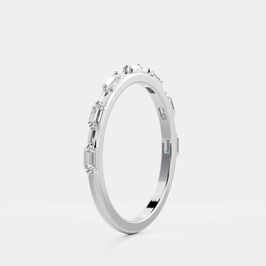 Stunning 0.20 CT Baguette Moissanite Stones Dainty Wedding Bands