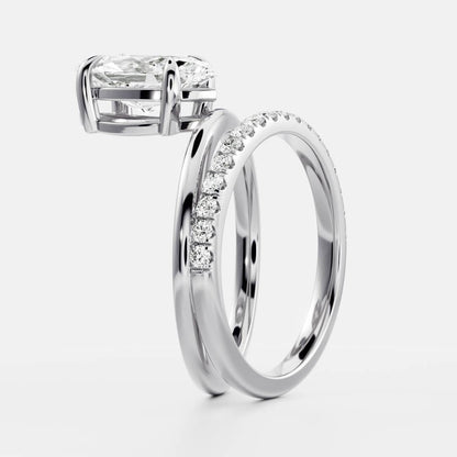 Stunning 1.5-2.5 CT Marquise Moissanite Engagement Ring with Solitaire & Double Band Design