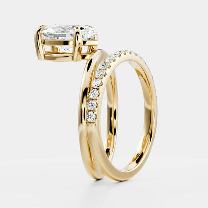 Stunning 1.5-2.5 CT Marquise Moissanite Engagement Ring with Solitaire & Double Band Design