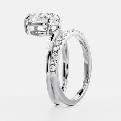 Stunning 1.5-2.5 CT Pear Moissanite Engagement Ring with Solitaire & Double Band Design