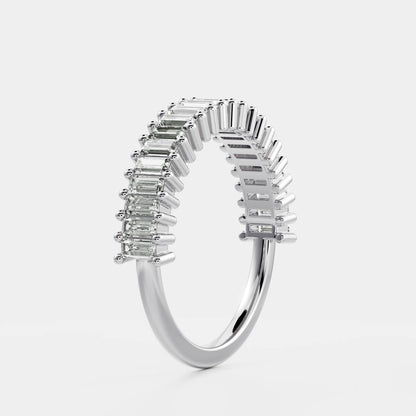 Stunning 0.40 TCW Baguette Moissanite Stones Half Eternity Wedding Band