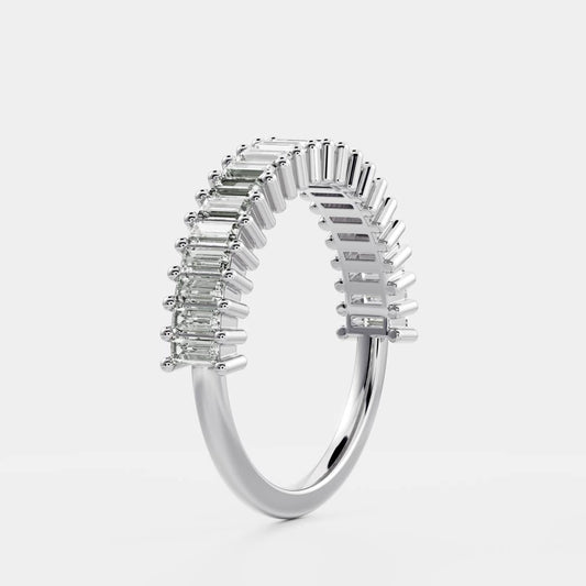 Stunning 0.40 TCW Baguette Moissanite Stones Half Eternity Wedding Band