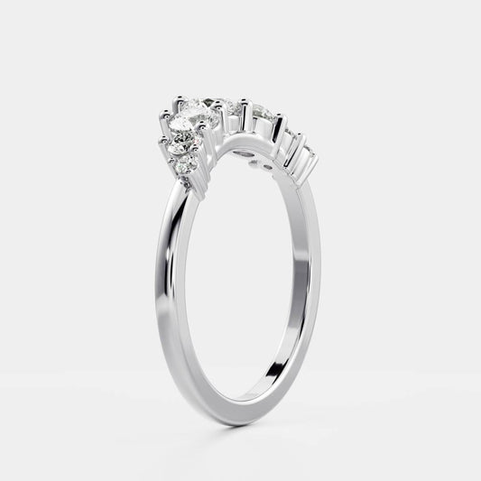 Stunning 0.20 CT Round Moissanite Stones Curved Wedding Bands