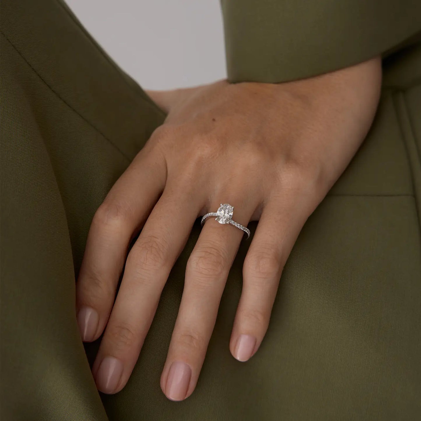 Timeless 1.1 CT Oval Cut Swirl Pave Unique Styled Moissanite Diamond Engagement Ring