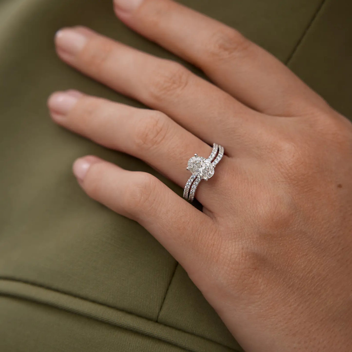 Timeless 1.1 CT Oval Cut Swirl Pave Unique Styled Moissanite Diamond Engagement Ring