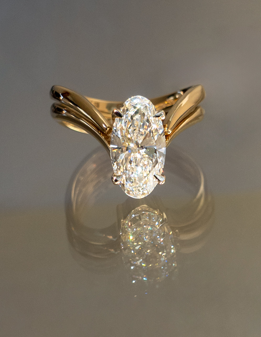 2.5 CT Oval Cut Solitaire Moissanite Ring With Wrap Classic Plain Band