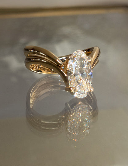 2.5 CT Oval Cut Solitaire Moissanite Ring With Wrap Classic Plain Band