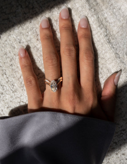 2.5 CT Oval Cut Solitaire Moissanite Ring With Wrap Pave Band