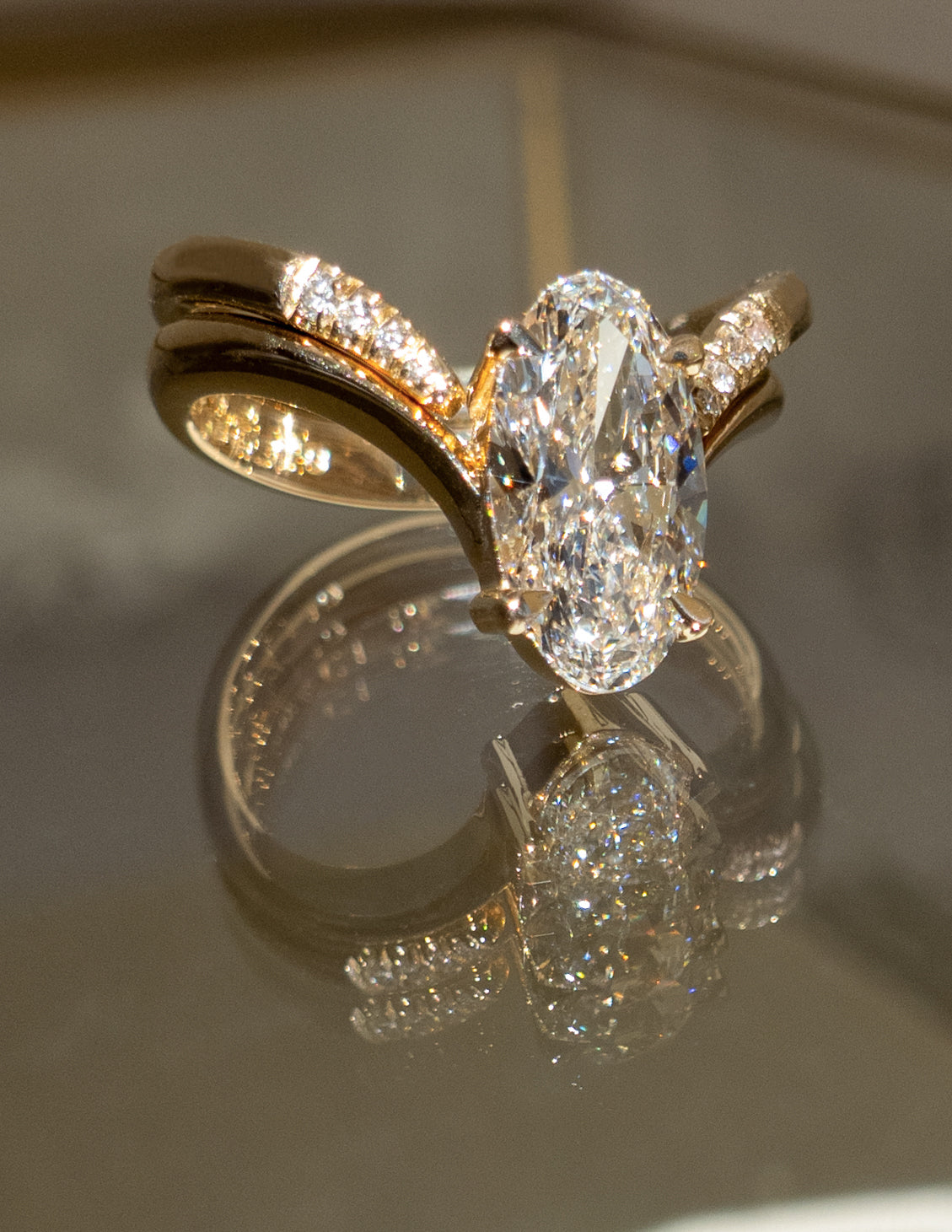 2.5 CT Oval Cut Solitaire Moissanite Ring With Wrap Pave Band