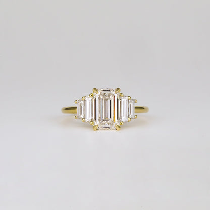 1.82 CT Emerald Shaped Cluster Moissanite Engagement Ring