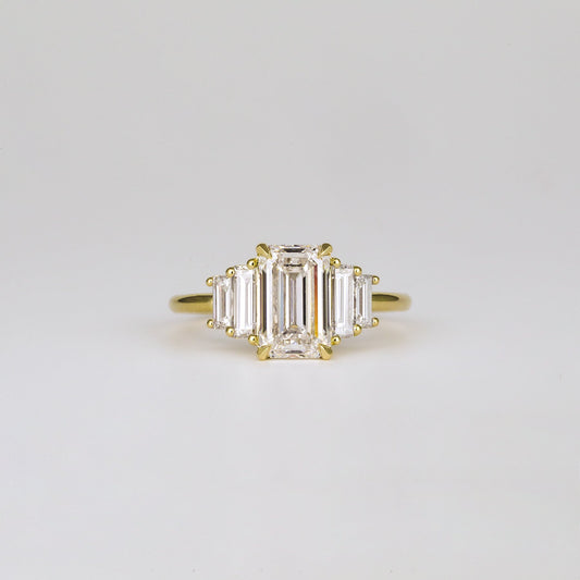 1.82 CT Emerald Shaped Cluster Moissanite Engagement Ring
