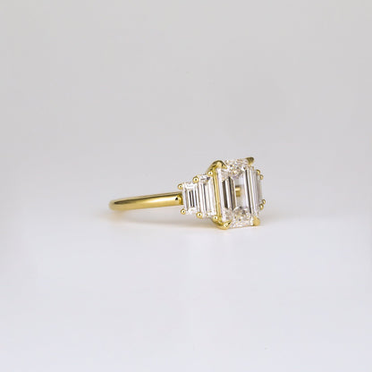 1.82 CT Emerald Shaped Cluster Moissanite Engagement Ring