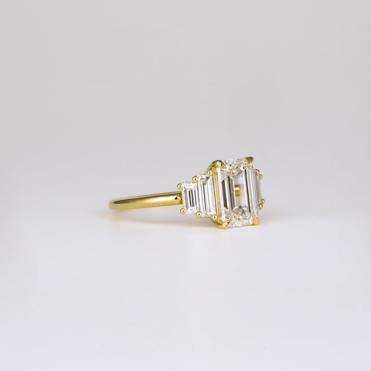 1.82 CT Emerald Shaped Cluster Moissanite Engagement Ring