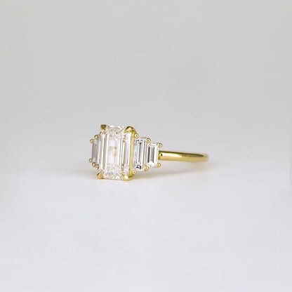 1.82 CT Emerald Shaped Cluster Moissanite Engagement Ring