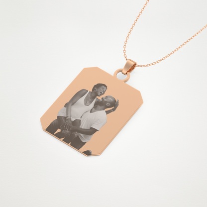 Custom Photo Printed Pendant Necklace – 14K/18K Gold & 925 Silver 15
