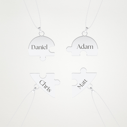 Custom Engraved Heart Puzzle Pendant Necklace – 14K/18K Gold & 925 Silver 2