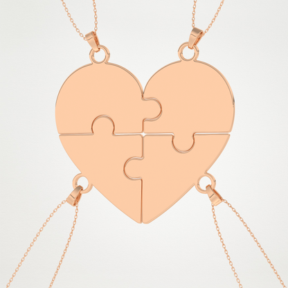 Custom Engraved Heart Puzzle Pendant Necklace – 14K/18K Gold & 925 Silver 22