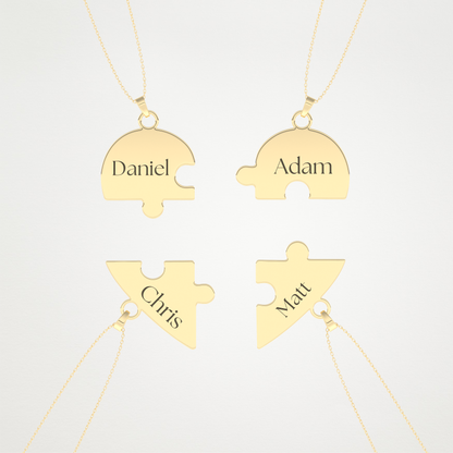 Custom Engraved Heart Puzzle Pendant Necklace – 14K/18K Gold & 925 Silver 8