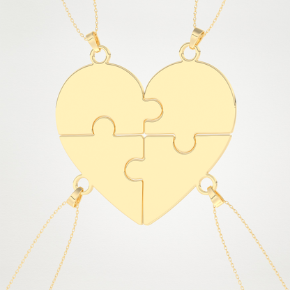 Custom Engraved Heart Puzzle Pendant Necklace – 14K/18K Gold & 925 Silver 10