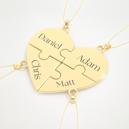 Custom Engraved Heart Puzzle Pendant Necklace – 14K/18K Gold & 925 Silver 11