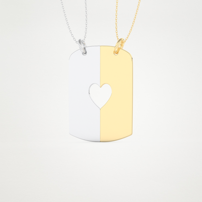 Custom Engraved Split Heart Pendant Necklace – 14K/18K Gold & 925 Silver 10