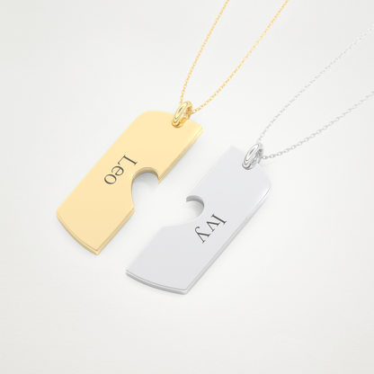 Custom Engraved Split Heart Pendant Necklace – 14K/18K Gold & 925 Silver 11