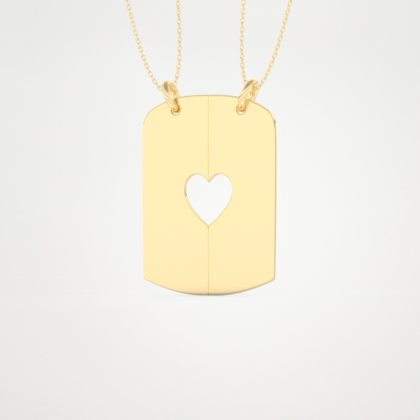 Custom Engraved Split Heart Pendant Necklace – 14K/18K Gold & 925 Silver 15
